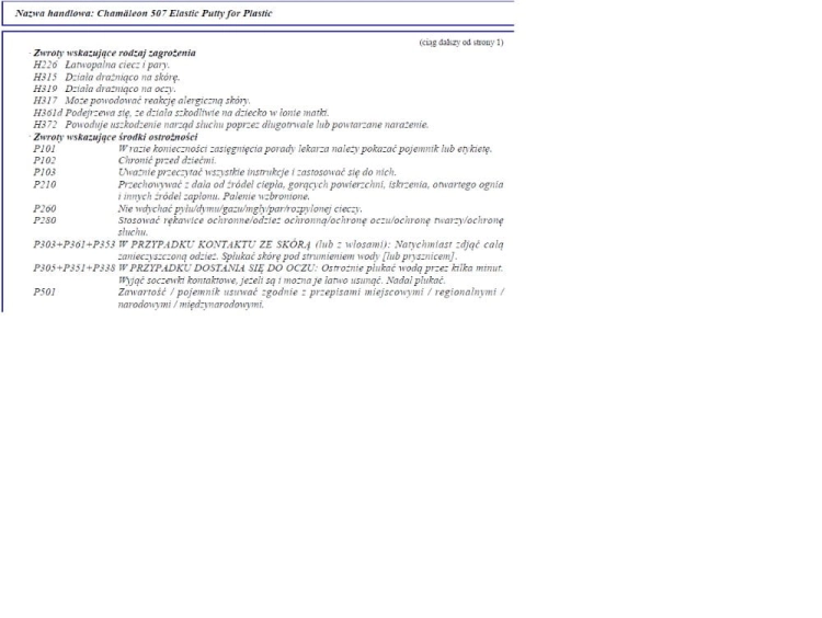 Szpachla na plastik 250gr Chamaleon