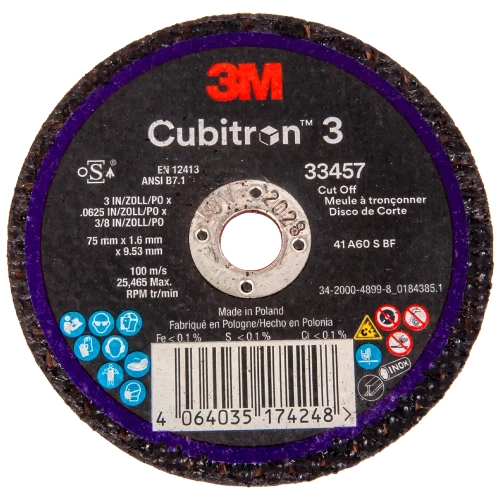Tarcza do cięcia 75 mm x 1,6 mm x 9,53 mm 3M Cubitron 3 33457