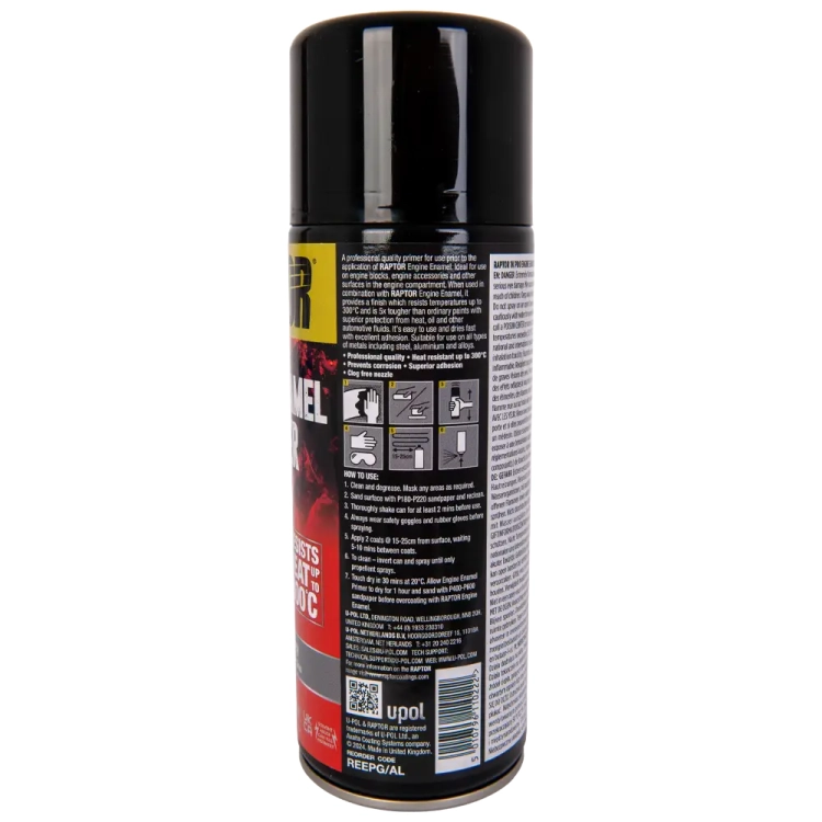 Podkład do silnika szary spray 355 ml odporny na temperaturę do 300°C RAPTOR Engine Enamel U-POL REEPG/AL
