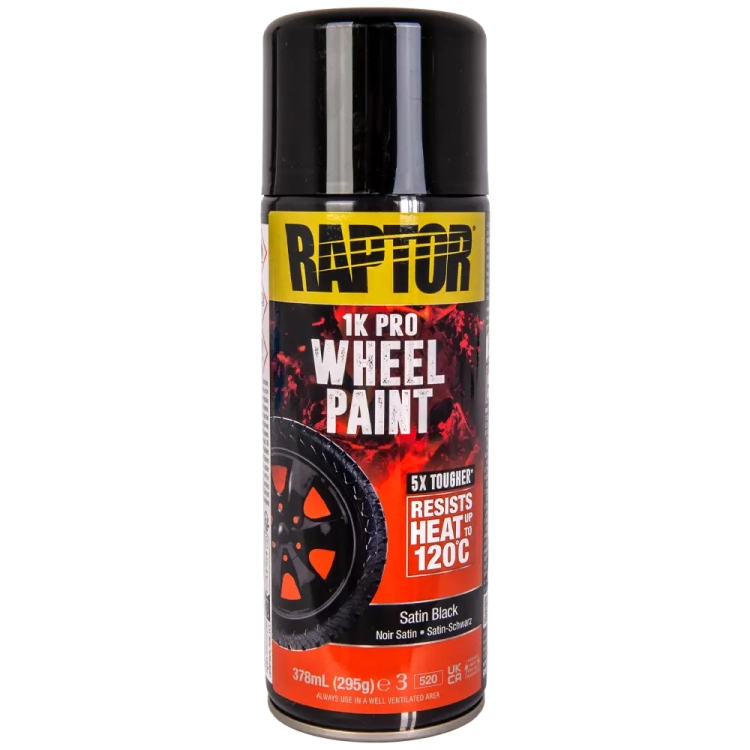 Lakier do felg czarny satynowy spray 378 ml odporny na temperaturę do 120°C RAPTOR Wheel Paint U-POL RWPSB/AL