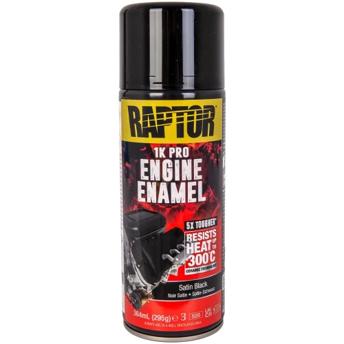 Lakier do silnika czarny satynowy spray 364 ml odporny na temperaturę do 300°C RAPTOR Engine Enamel U-POL REESB/AL
