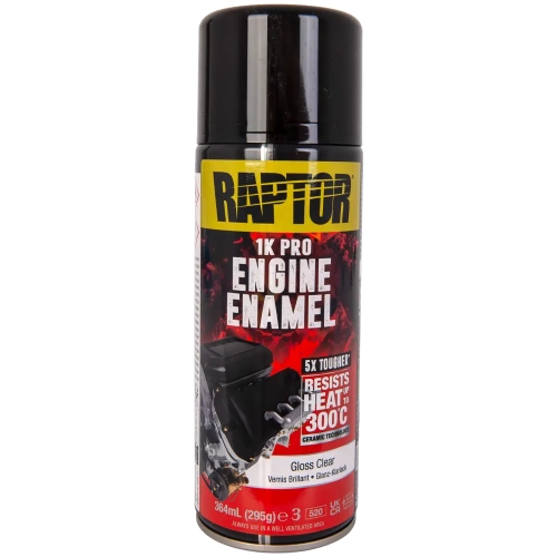 Lakier do silnika bezbarwny połysk spray 364 ml odporny na temperaturę do 300°C RAPTOR Engine Enamel U-POL REEGC/AL