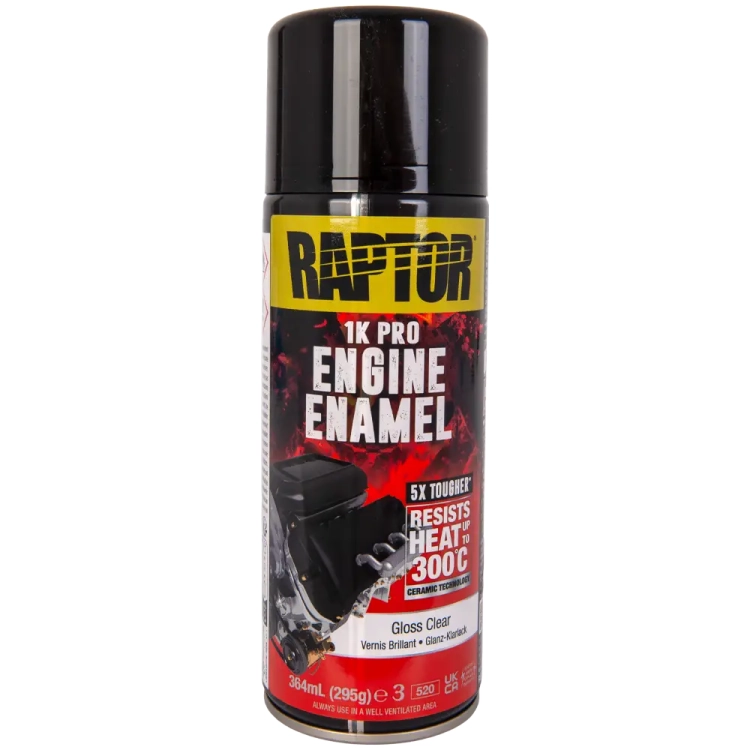 Lakier do silnika bezbarwny połysk spray 364 ml odporny na temperaturę do 300°C RAPTOR Engine Enamel U-POL REEGC/AL