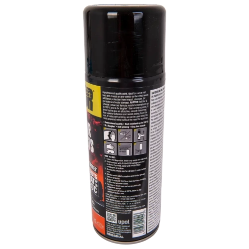Lakier do orurowania i podwozi czarny satynowy spray 366 ml odporny na temperaturę do 120°C RAPTOR Roll Bar & Chassis U-POL RRBSB/AL