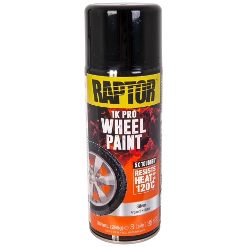 Lakier do felg srebrny spray 364 ml odporny na temperaturę do 120°C RAPTOR Wheel Paint U-POL RWPSV/AL