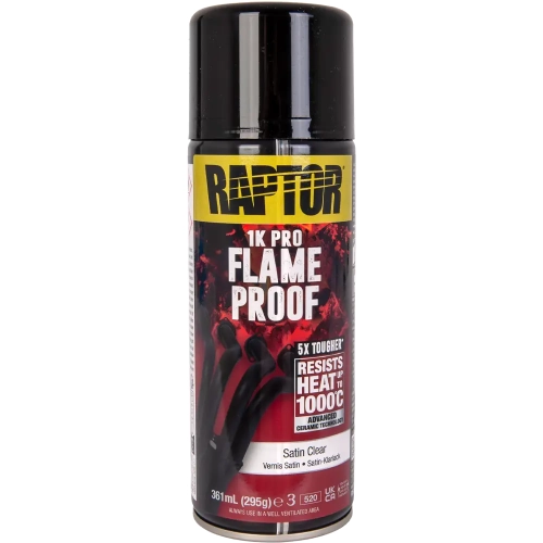 Lakier bezbarwny do układów wydechowych satynowy spray 361 ml odporny na temperaturę do 1000°C RAPTOR Flame Proof U-POL RFLSC/AL