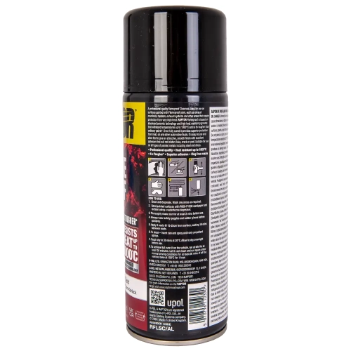Lakier bezbarwny do układów wydechowych satynowy spray 361 ml odporny na temperaturę do 1000°C RAPTOR Flame Proof U-POL RFLSC/AL