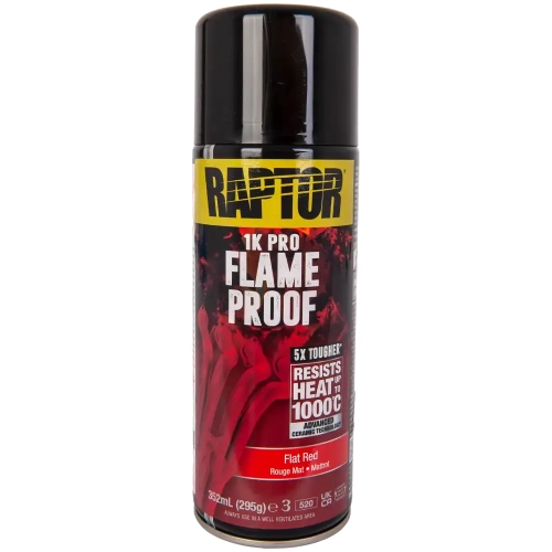 Lakier do układów wydechowych czerwony mat spray 352 ml odporny na temperaturę do 1000°C RAPTOR Flame Proof U-POL RFLFR/AL