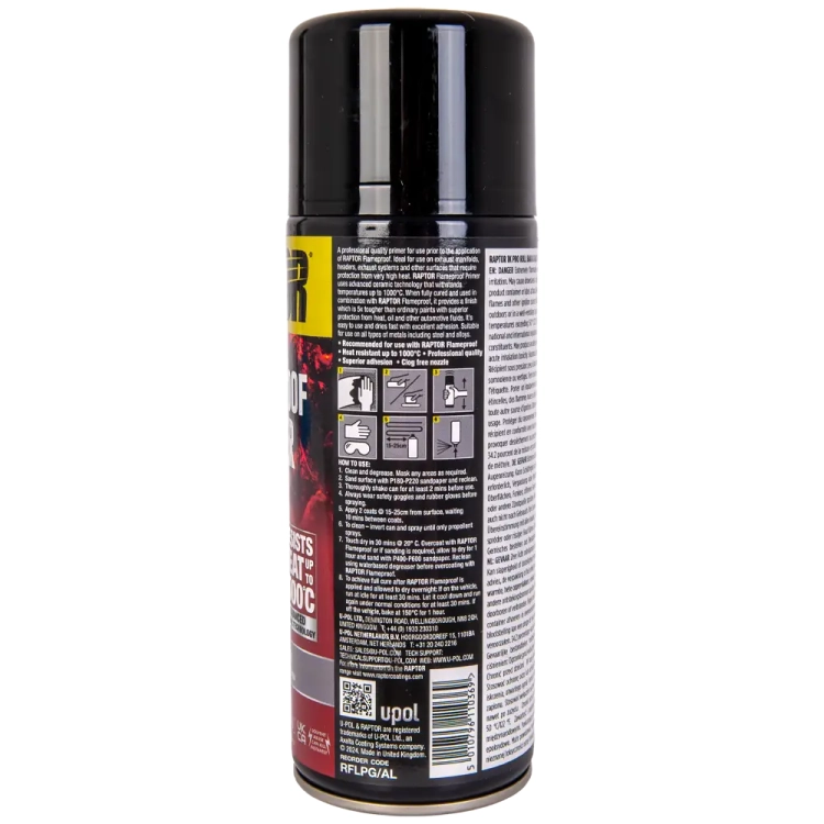 Podkład w sprayu do układów wydechowych żaroodporny 1000°C Szary RFLPG/AL Raptor
