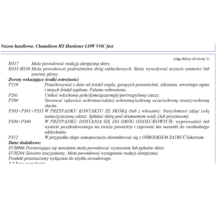 Utwardzacz 2,5L do LOW VOC HS szybki 2,5L 227