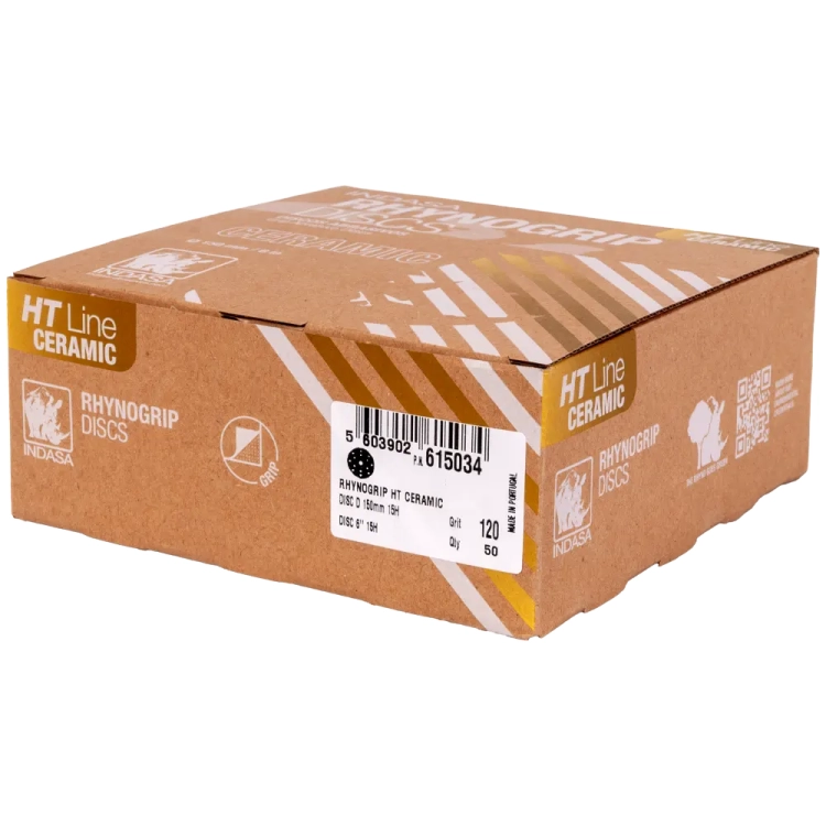 Krążki na rzep HT CERAMIC o średnicy 150mm 15H otworowa o gradacji P120 - w opakowaniu 50 szt.