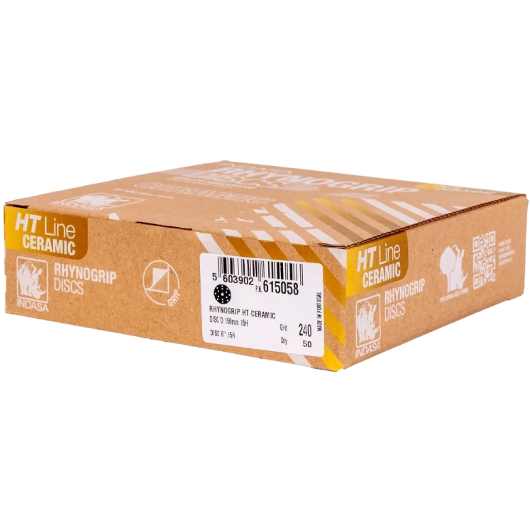 Krążki na rzep HT CERMIC o średnicy 150mm 15H otworów o gradacji P240 - w opakowaniu 50 szt.