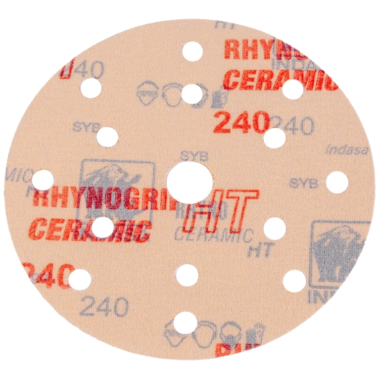 Krążki na rzep HT CERMIC o średnicy 150mm 15H otworów o gradacji P240 - w opakowaniu 50 szt.