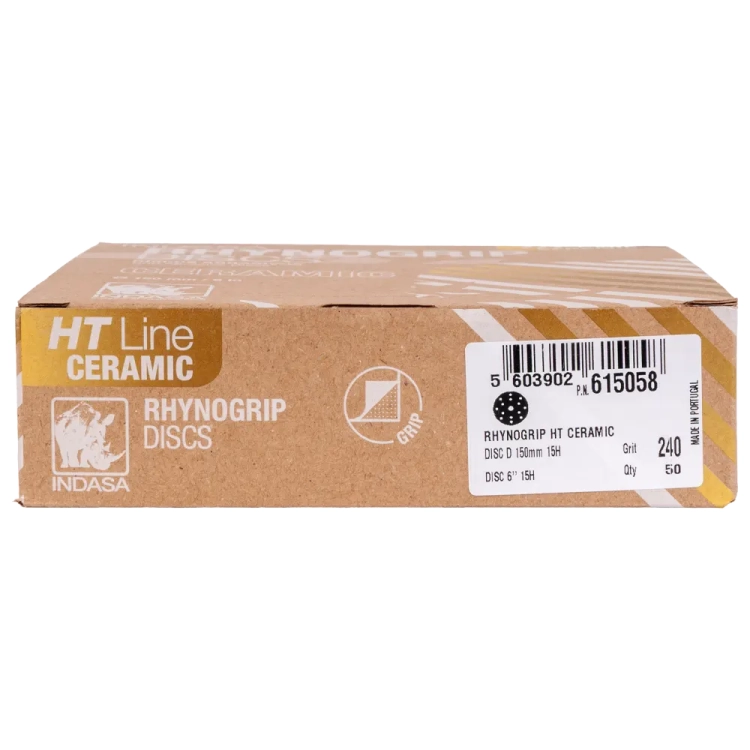 Krążki na rzep HT CERMIC o średnicy 150mm 15H otworów o gradacji P240 - w opakowaniu 50 szt.