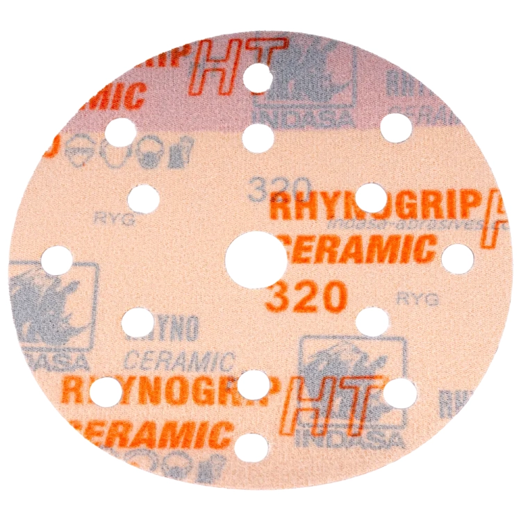 Krążki na rzep HT CERAMIC o średnicy 150mm 15H otworów o granulacji P320 - w opakowaniu 50 szt.