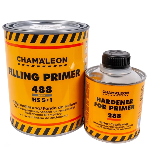 Podkład akrylowy wypełniający HS 5:1 szary 1L Chamaleon 488 z Utwardzaczem Chamaleon 288