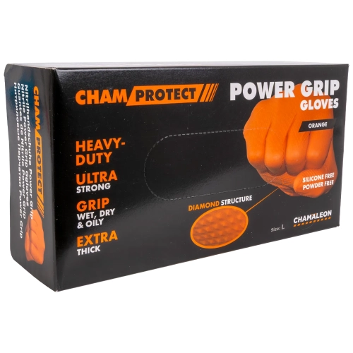 Rękawice nitrylowe Chamaleon Power Grip L pomarańczowe 50szt