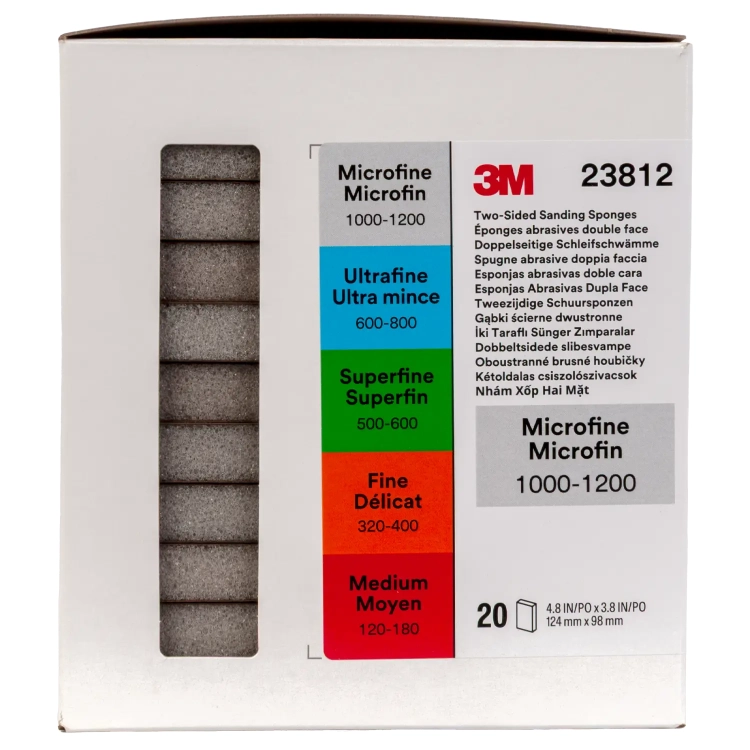 Gąbka ścierna dwustronna Micro Fine 124x98 mm P1000–P1200 szara 3M 23812