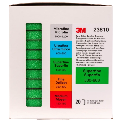 Gąbka ścierna dwustronna 124 x 98 mm Super fine ZIELONA P500-P600