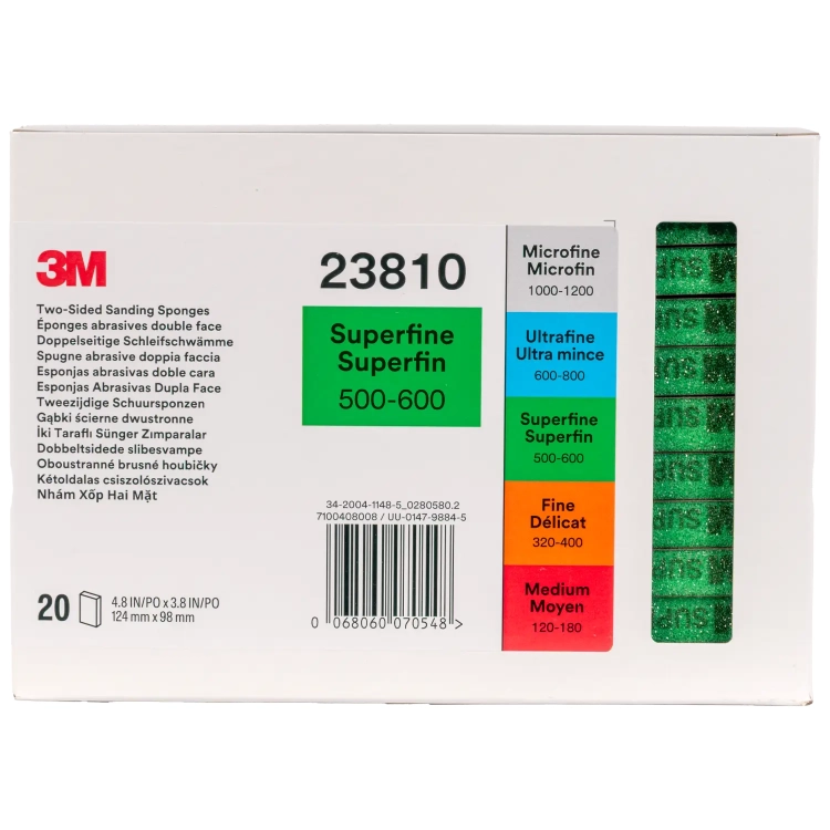Gąbka ścierna dwustronna 124 x 98 mm Super fine ZIELONA P500-P600