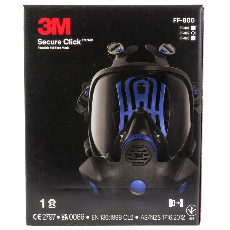 Maska lakiernicza pełnotwarzowa 3M Secure Click FF-802 "M"