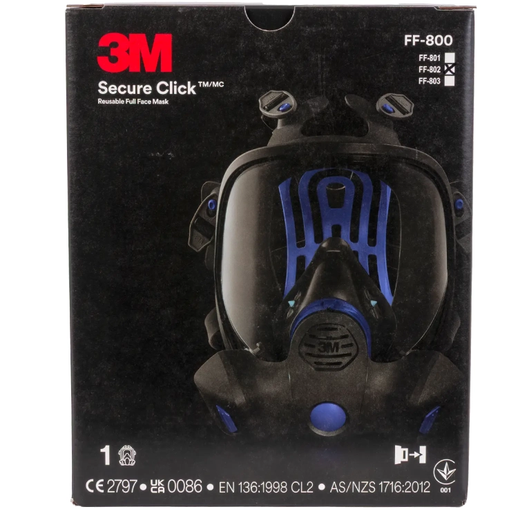 Maska lakiernicza pełnotwarzowa 3M Secure Click FF-802 "M"