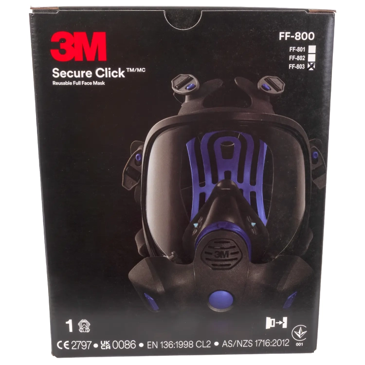 Maska lakiernicza pełnotwarzowa 3M Secure Click FF-803 "L" ochronna