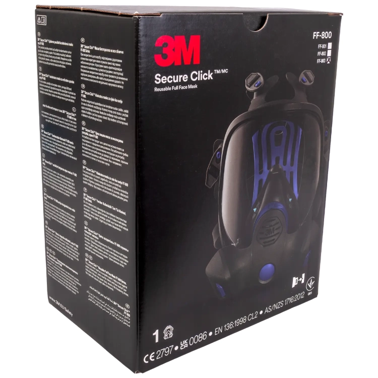 Maska lakiernicza pełnotwarzowa 3M Secure Click FF-803 "L" ochronna