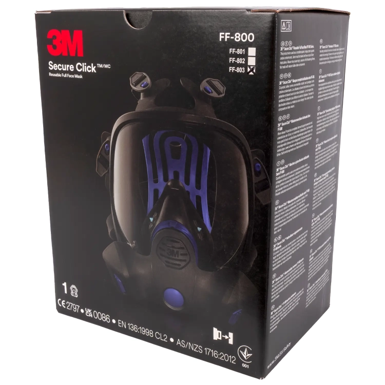 Maska lakiernicza pełnotwarzowa 3M Secure Click FF-803 "L" ochronna