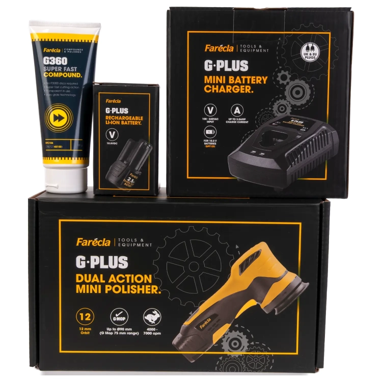Zestaw z mini polerką akumulatorową DA G Plus Farecla 66254427040