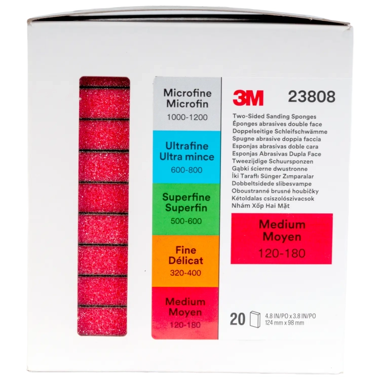 Gąbka ścierna dwustronna Medium 124x98 mm czerwona 3M 23808