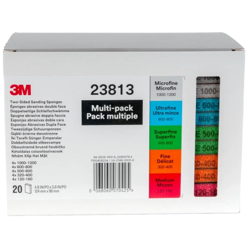 Zestaw gąbek ściernych dwustronnych MIX 124 x 98 mm 3M 23813 od Medium P120-P180 do Microfine P1000-P1200