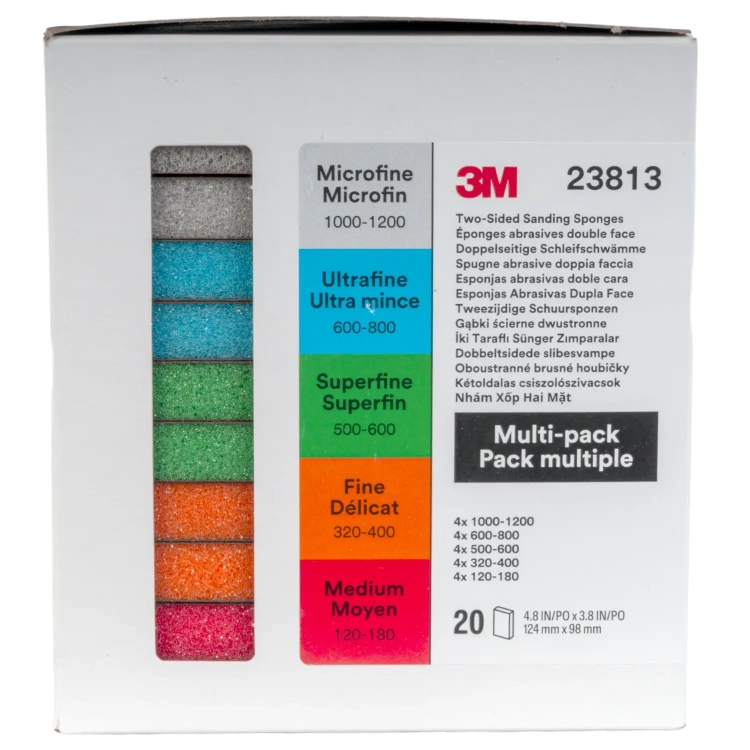 Zestaw gąbek ściernych dwustronnych MIX 124 x 98 mm 3M 23813 od Medium P120-P180 do Microfine P1000-P1200