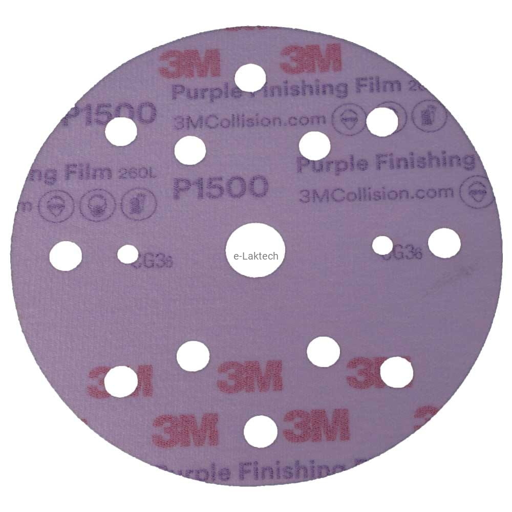 Krążki ścierne na rzep 150 mm P1500 15 otworów 3M Hookit 260L 51154