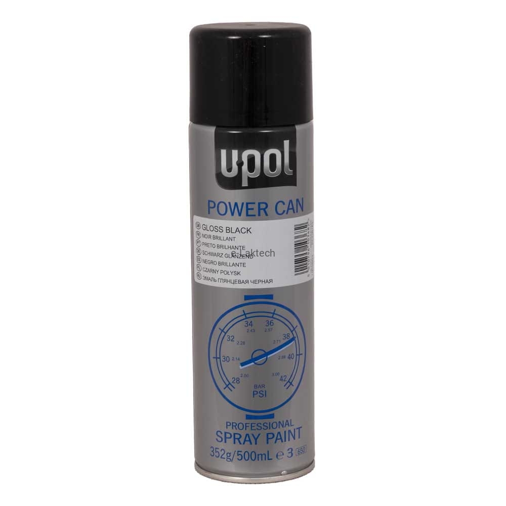 Lakier czarny połysk spray 500 ml U-POL Power Can PCGB/AL