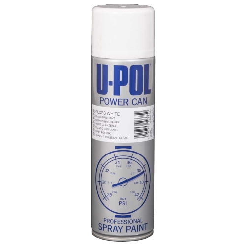 Lakier biały połysk spray 500 ml U-POL Power Can PCGW/AL