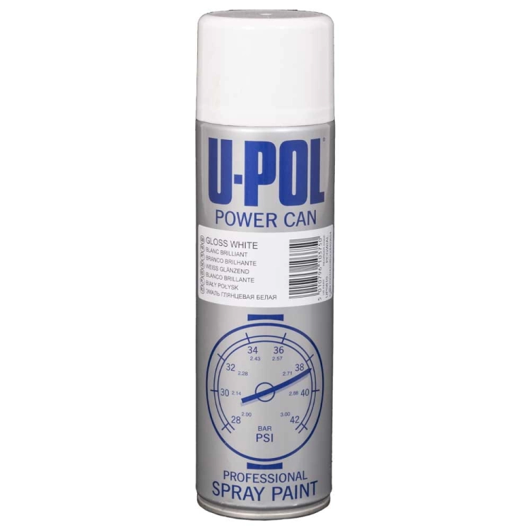 Lakier biały połysk spray 500 ml U-POL Power Can PCGW/AL