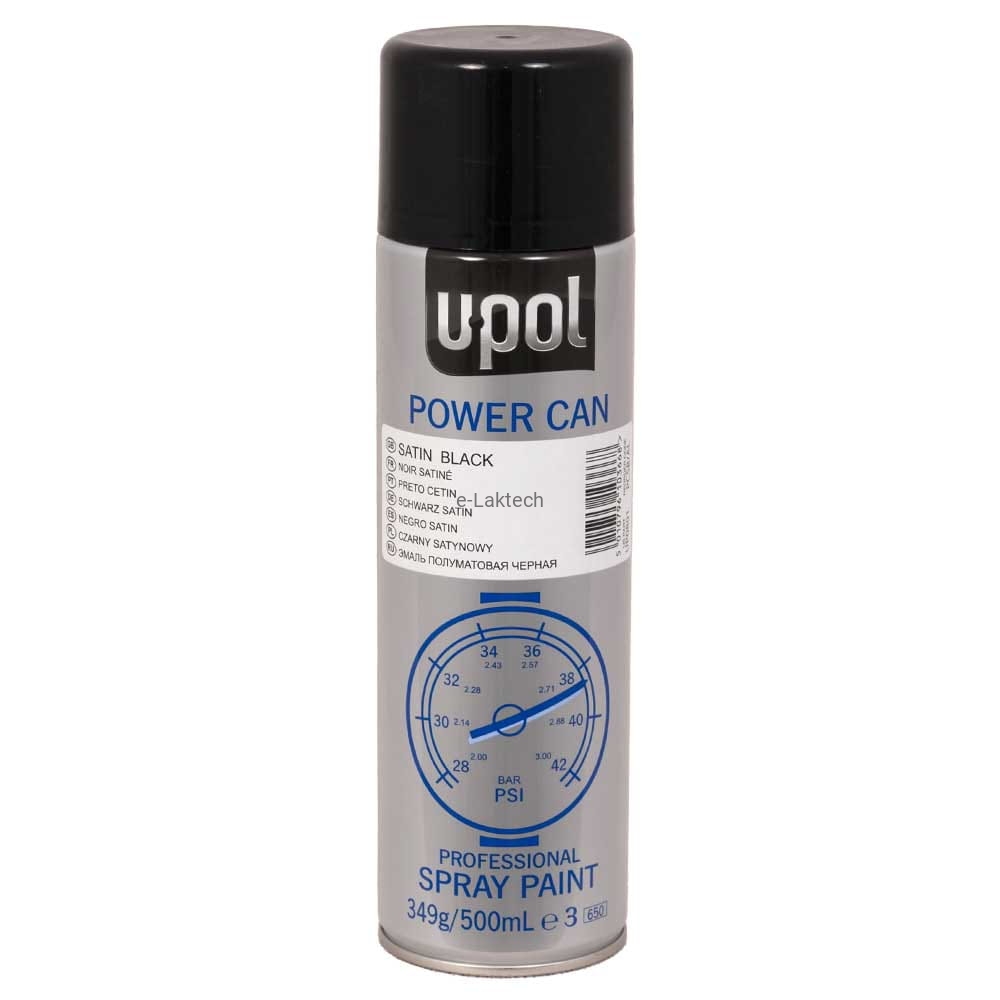 Lakier czarny satynowy spray 500 ml U-POL Power Can PCSB/AL