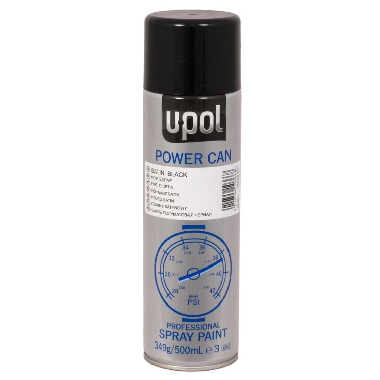 Lakier czarny satynowy spray 500 ml U-POL Power Can PCSB/AL