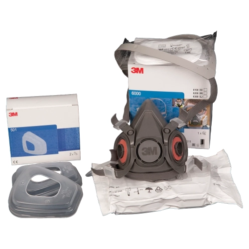 3M Półmaska ochronna lakiernicza, maska wielokrotnego użytku, 6300 + filtry 6051,5911,501 rozmiar L, komplet