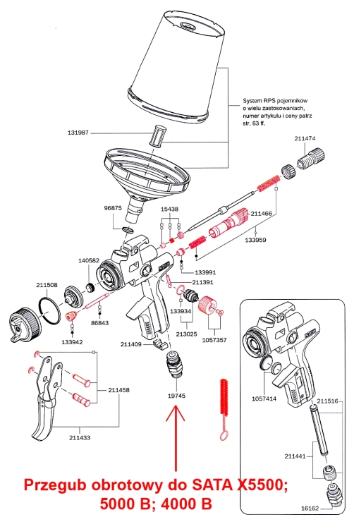 Przegub obrotowy do SATAjet bez digital 019745