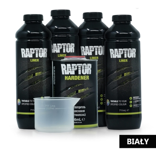 U-POL  Raptor Zestaw 4 butelki Biały natryskowy środek ochronny U RLW/4