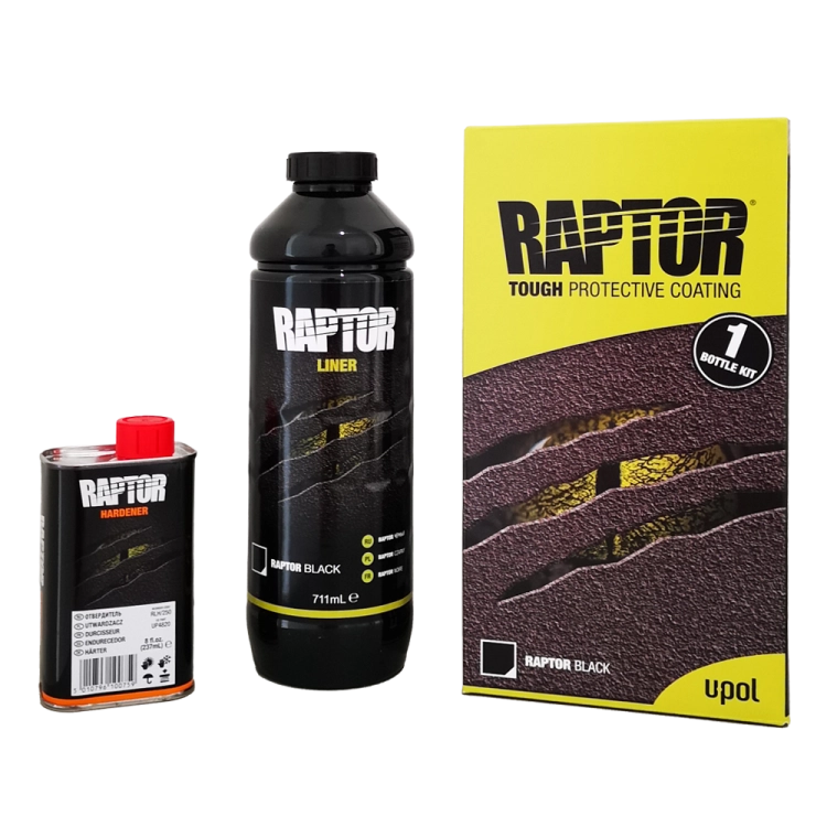 RAPTOR czarny natryskowy środek ochronny 1 L U-POL RLB/S1