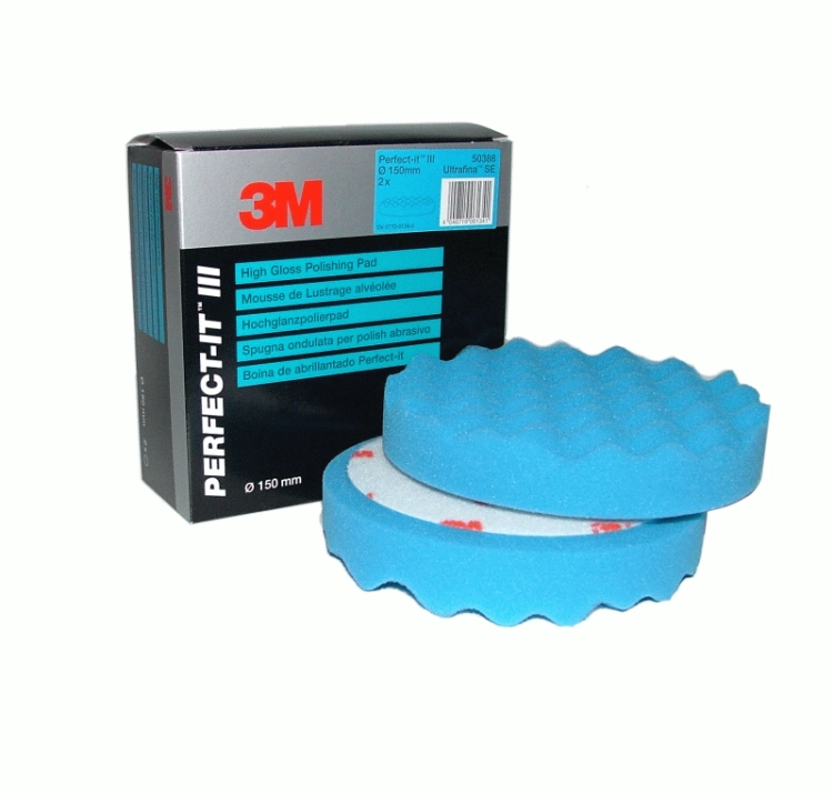 Gąbka polerska niebieska karbowana 150 mm 3M Perfect-It Ultrafina 50388
