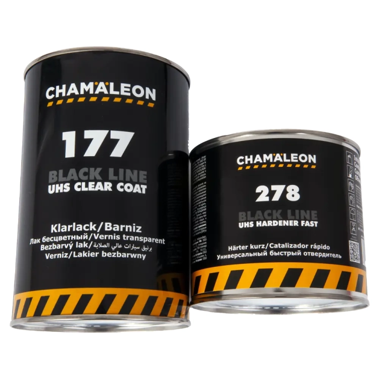 Lakier bezbarwny UHS Chamaleon 177 1L z Utwardzaczem UHS Szybki 278 Chamaleon 0.5L