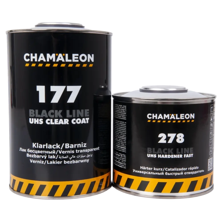 Lakier bezbarwny UHS Chamaleon 177 1L z Utwardzaczem UHS Szybki 278 Chamaleon 0.5L