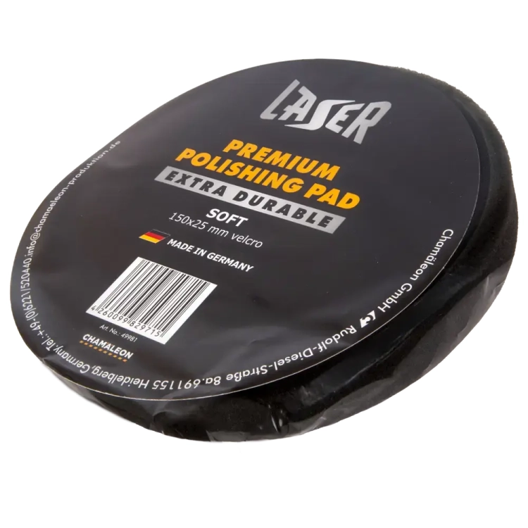 Gąbka polerska Premium miękka czarna 150 mm Laser Chamaleon 49981