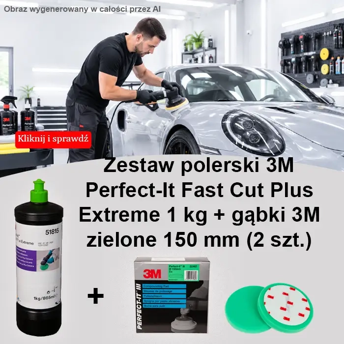Zestaw promocyjny pasty polerskie fast cut plus z gąbkami zielonymi 3M 50487